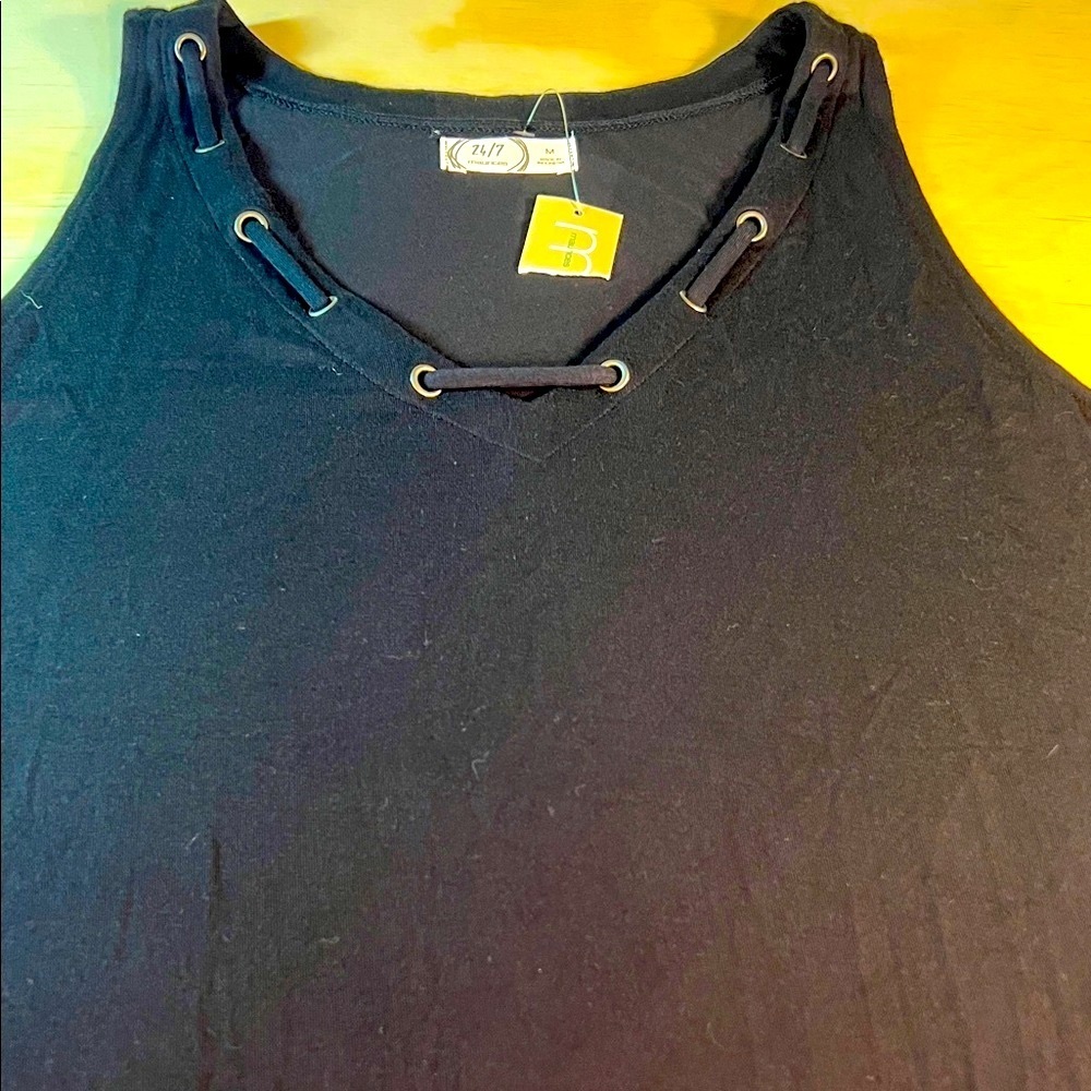 Maurices Black Tank Top with Grommet Detail Sz M